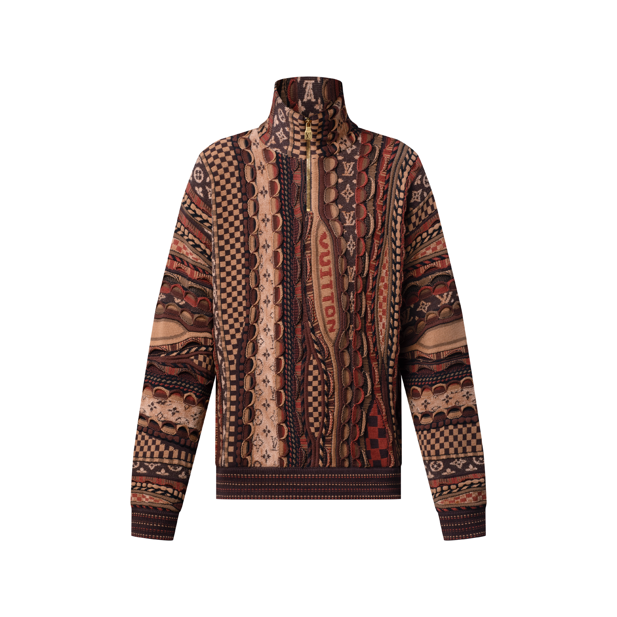 LOUIS VUITTON 19AW 3Dパッチポケットハーフジップフーディ Louis Vuitton Men's Off-White Cotton 3D Patched Pocket Half Zipped